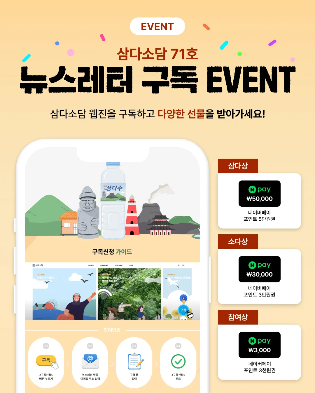 ★ [1분 참여/경품] 제주개발공사 웹진 '삼다소담' 구독 이벤트 (~10/23) ★